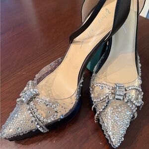 Betsey Johnson Silver Crystal Bow Heels